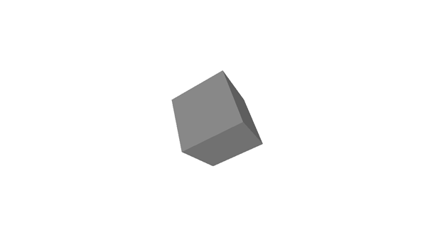 Cubo virtual en tres dimensiones de color gris con fondo blanco